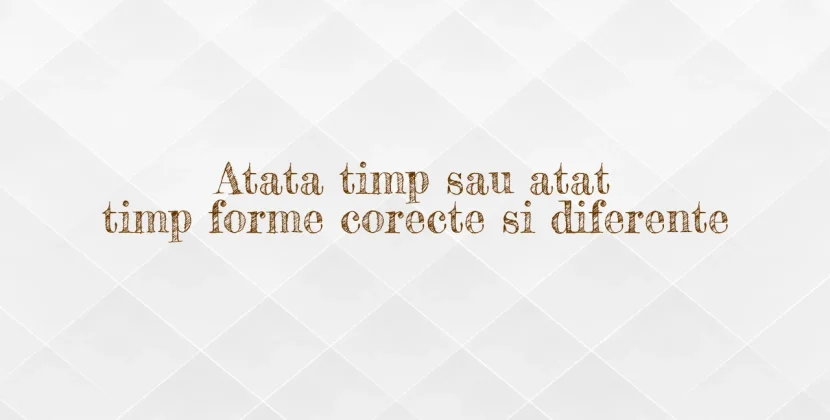 Atata timp sau atat timp forme corecte si diferente